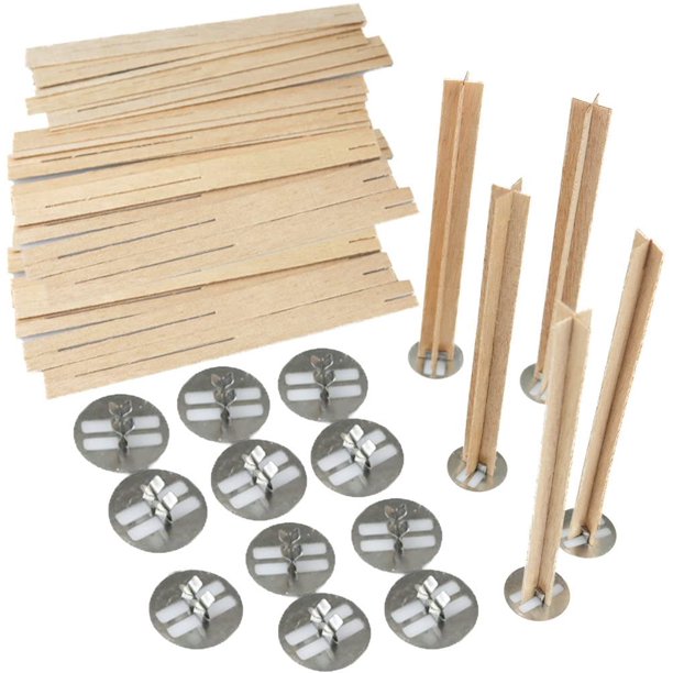 EricX Light 5 inch Cross Wooden Candle Wicks, 20 Sets, Wood Candle