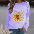 thumbnail image 2 of HKEJIAOI Chandail Graphique Tournesol Femme Manches Longues T-Shirt Décontracté Col Rond chandail Ample, Violet 2TG, 2 of 4