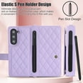 thumbnail image 6 of TECH CIRCLE for Samsung Galaxy Z Fold 5 Wallet Case with S Pen Holder,  Premium Leather Magnetic Clasp Kickstand Crossbody Lanyard Wrist Strip Shockproof Stylish Protective Cover,Purple, 6 of 8