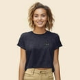 thumbnail image 4 of Dalix Butterfly Embroidered Cropped Flowy Soft Cotton Short Sleeve T Shirt Womens in Heather Navy M Medium, 4 of 5