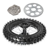 12'' Rear Wheel 80/100-12 3.00-12 Dirt Bike Tire and Inner Tube Assembly, with 428-76T Sprocket & 190mm Disc Rotor for Apollo Taotao Coolster SSR 110cc 125cc 140cc XR CRF70 KX65 (12mm)