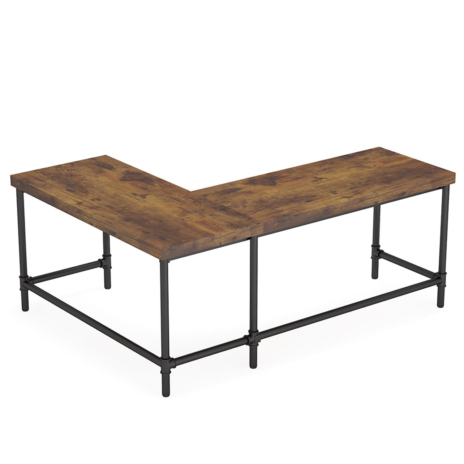 Demi Bonn 67" Computer Desk, Reversible L-Shaped Gaming Desk,dustrial Work Desk for Home Office, Study, Living Room, Brown