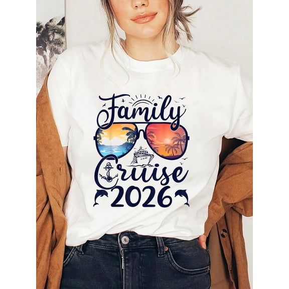 Family Cruise 2026 Summer Vacation Matching Family Cruise T-Shirt, Graphic Tees Women