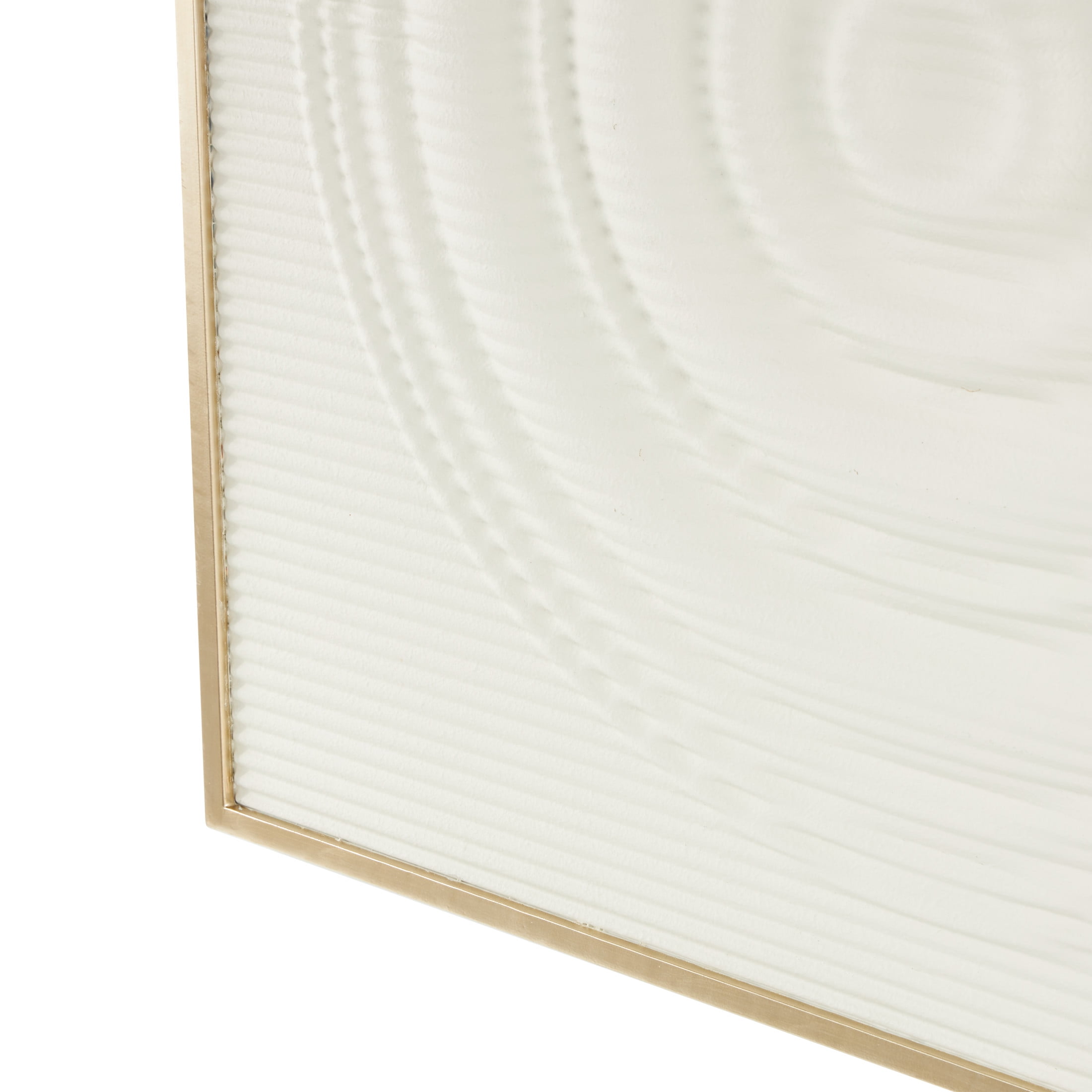DecMode White Metal Ribbed Geometric Wall Decor with Brass Frame