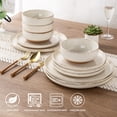 thumbnail image 3 of AmorArc Ceramic Dinnerware Sets for 4, 12 Pieces Handpainted Plates and Bowls Set with Rustic Terracotta Underside, Scratch Resis, 3 of 8