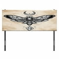 thumbnail image 3 of Fantasy Headboard, Dead Head Hawk Moth Luna and Stone Magic Skull Illustration, Upholstered Decorative Metal Bed Headboard with Memory Foam, Full Size, White Black and Cream, by Ambesonne, 3 of 4