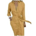 thumbnail image 1 of Womens Dress Shoes Womens Spring and Autumn Casual V-Neck Lapel Solid Color Button Lace-Up Long Shirt Dress Womens Shirt Dress Casual Dress Shoes Long Shirt Dress, 1 of 8