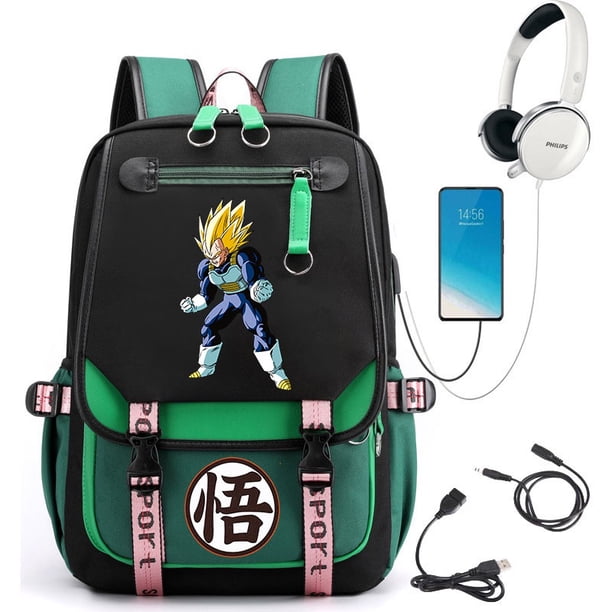 Mochila Dragon Ball Z Para Mujeres , Escolar Para Ordenador Para Hombres De Estudiante , Bolsa De Viaje (Interfaz USB E De Auriculares)