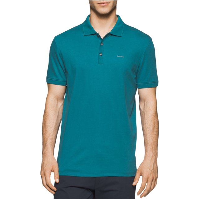 Calvin Klein Mens Liquid Cotton Polo Shirt, shadedspruce, S