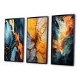 thumbnail image 3 of Designart "Lava Marble Fusion Orange and Blue Liquid Art I" Abstract Painting Framed Wall Art Set Of 3 - Blue Modern Frame Gallery Set For Office Decor, 3 of 6