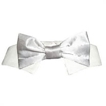 Pooch Outfitters  Silver Satin Bow Tie - Silver - 3XS