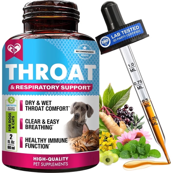 Herbal Respiratory & Immune Support Drops for Dogs & Cats – Cough & Throat Comfort
