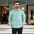 thumbnail image 7 of Men's Long Sleeve Plaid Dress Shirts with Pocket Casual Button Down Shirt Formal Business Tops, 7 of 7