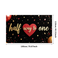 thumbnail image 1 of Black Background Banner with Glittery Gold Text Half to Way and Red Heart Element Party Decorations Photo Backdrop for Celebrations Milestones Events Gatherings, 1 of 4