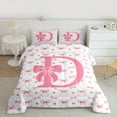 thumbnail image 2 of Homewish Personalized Initial Letter D 3 Pieces Queen Comforter Set for Kids Children Girls,Love Heart Print Ultra Soft Bedding Sets,Dreamy Princess Bow Bedding Comforter Set,Luxury Bedroom Decor, 2 of 8