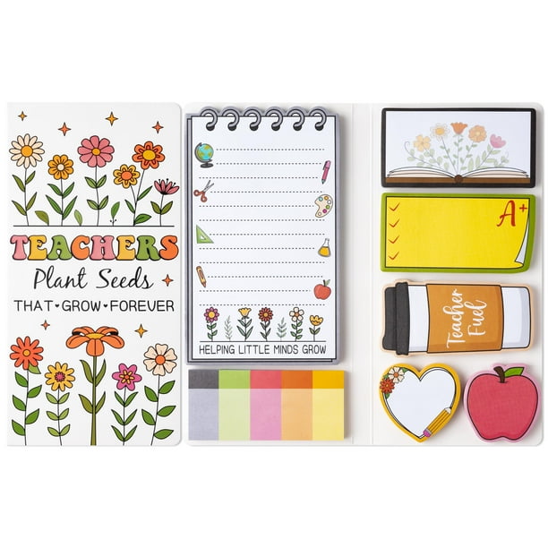 Set de notas adhesivas Xqumoi, diseño retro, flores silvestres, regalo para profesores
