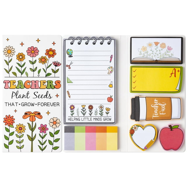 Set de notas adhesivas Xqumoi, diseño retro, flores silvestres, regalo para profesores