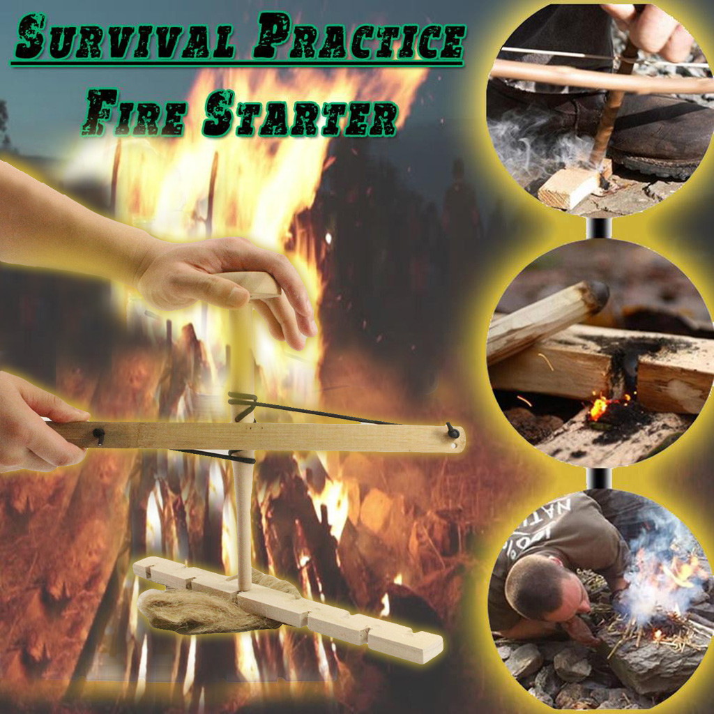 Camping & Hiking Fire Kit Bow Drill Primitive Tool for Outdoor Wood Fire Making Camping Gear