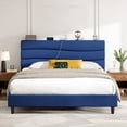 thumbnail image 6 of EnHomee Upholstered Bed Frame with Adjustable Headboard Queen Size Bed Frame with Charge Station & Storage, Navy Blue, No Box Spring Needed, Noise Free, 6 of 8
