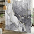 thumbnail image 2 of 72x72 Inches Grey Marble Shower Curtain Abstract Marble Texture Gold Stripes Modern Luxury Ink Art Decor Bathtub Curtain for Bathroom Decor Polyester Fabric Waterproof with Hooks, 2 of 6