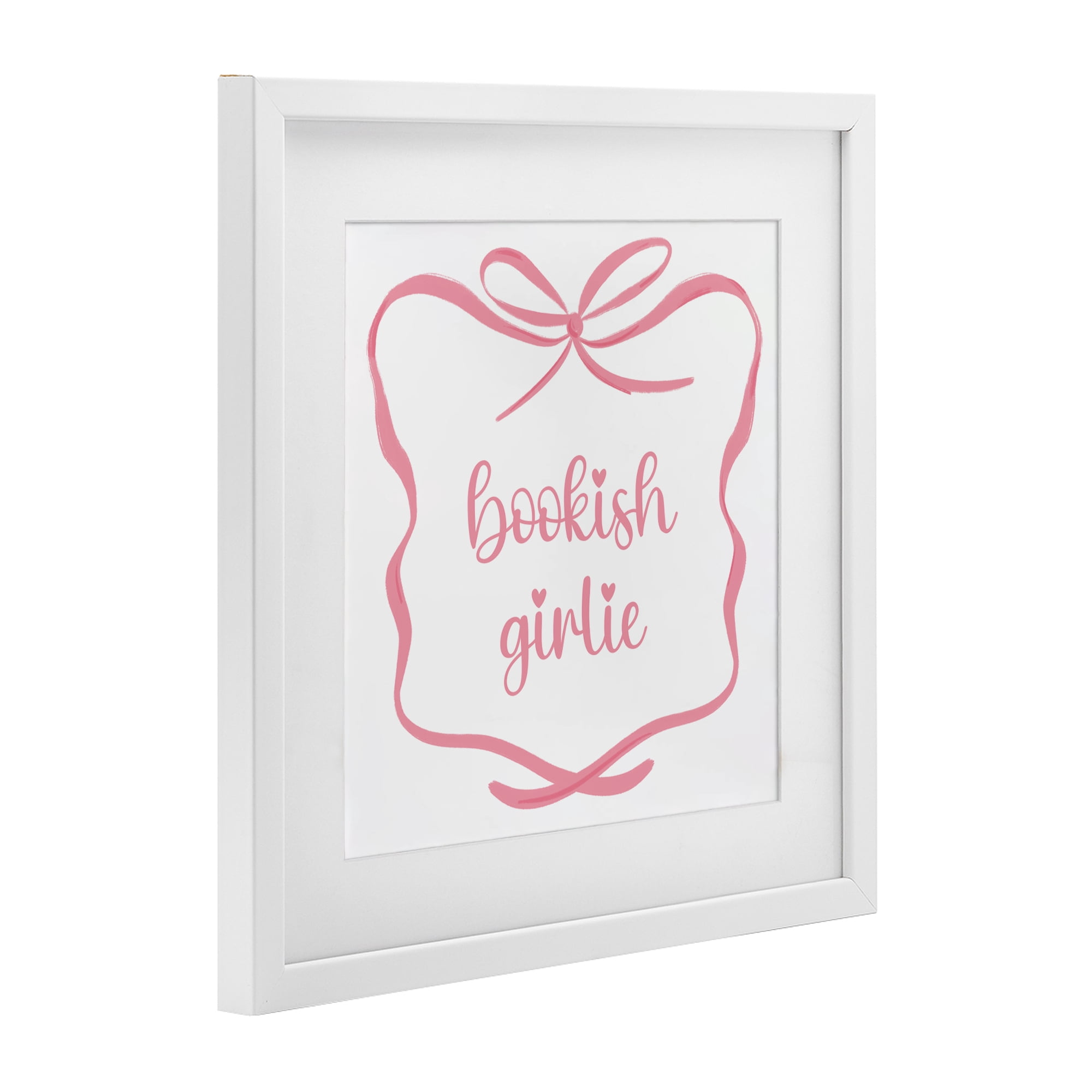 Stupell Industries Bookish Girlie with Bow White Framed Print Under Glass, design by Lucille Price