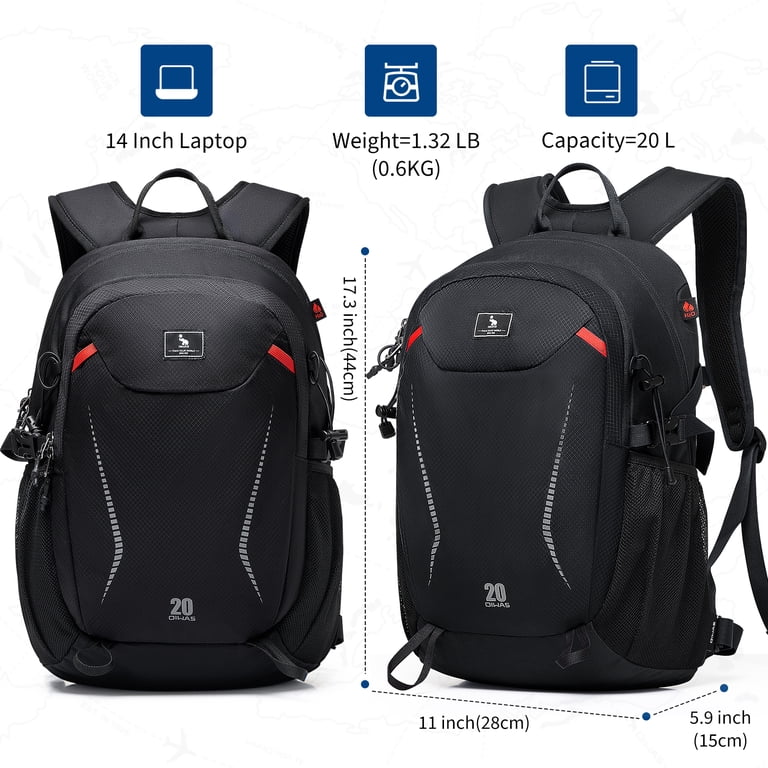 backpack travel outlet OIWAS 20L Packable Travel Backpack with Hydration Bladder Outlet,  Lightweight Hiking Daypack for Women Men, Black