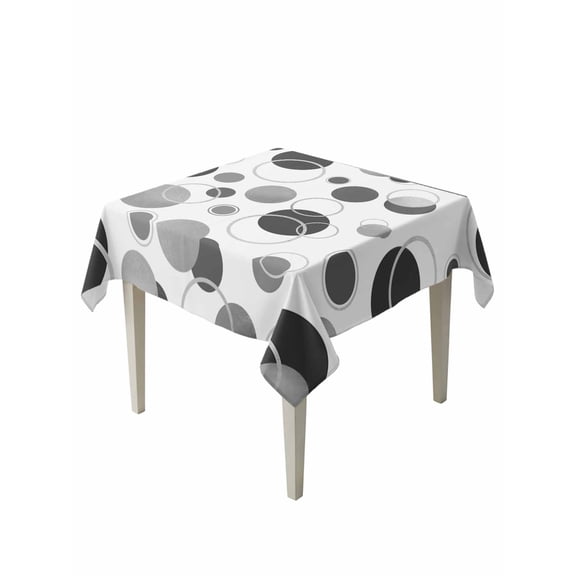 Grey Black Polka Dots Suqare Tablecloth - 60 x 60 Inch, Modern Abstract Art Waterproof & StainResistant Tablecloth, Washable Oil-proof Table Cover for Dining/Party/Wedding/Camping/Buffet