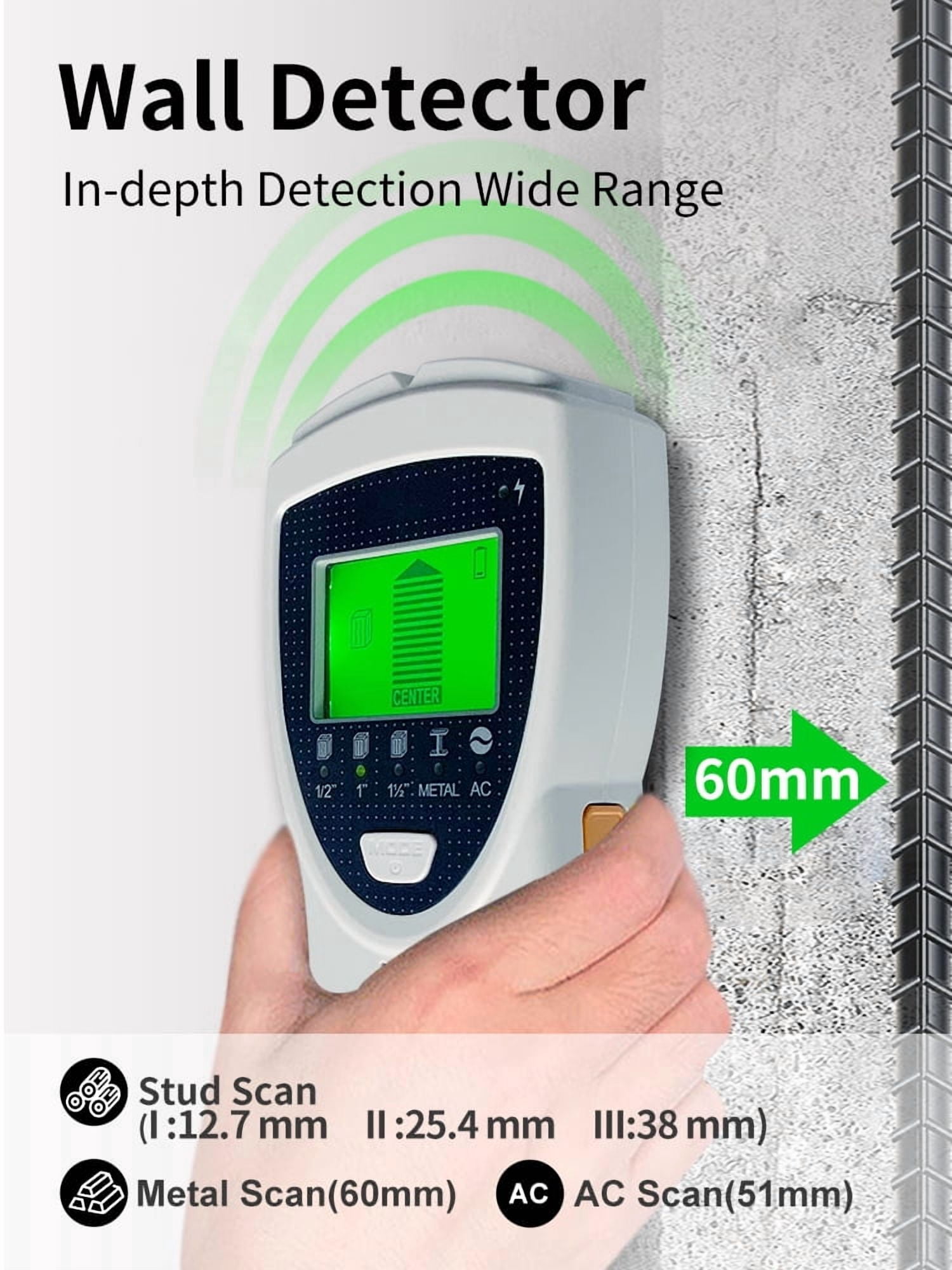 Stud Finder Wall Scanner, 5 in 1 Stud Detector with HD LCD Display for Center and Edge of Wood Metal AC Wire Detection