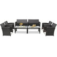thumbnail image 2 of Costway 8PCS Patio Rattan Furniture Set Cushioned Chair Sofa Table Turquoise Black, 2 of 10