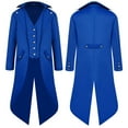 thumbnail image 2 of HAPIMO Gothic Steampunk Medieval Jacket Tailcoat Jacket for Men Tuxedo Jacket Fashion Workout Big Men's Double-Breasted Trench Coat Lapel Frock Coat Casual Blue XXXL, 2 of 6