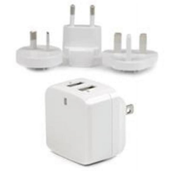 17 watt 3.4 amp Dual Port USB Wall Charger, White