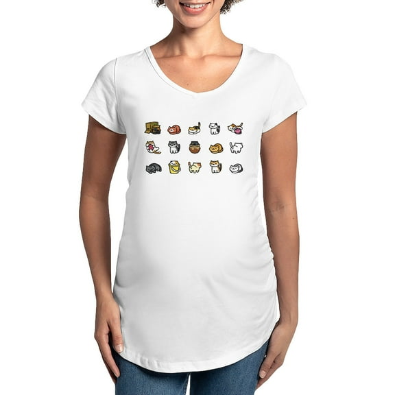 CafePress - Neko Atsume Maternity T Shirt - Cotton Maternity T-shirt, Cute & Funny Pregnancy Tee