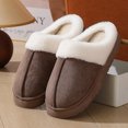 thumbnail image 3 of Zapatillas peludas de suela gruesa para mujer, pantuflas de algodón con puntera cálida y suela gruesa para ventana exterior, otoño e invierno, 3 of 5
