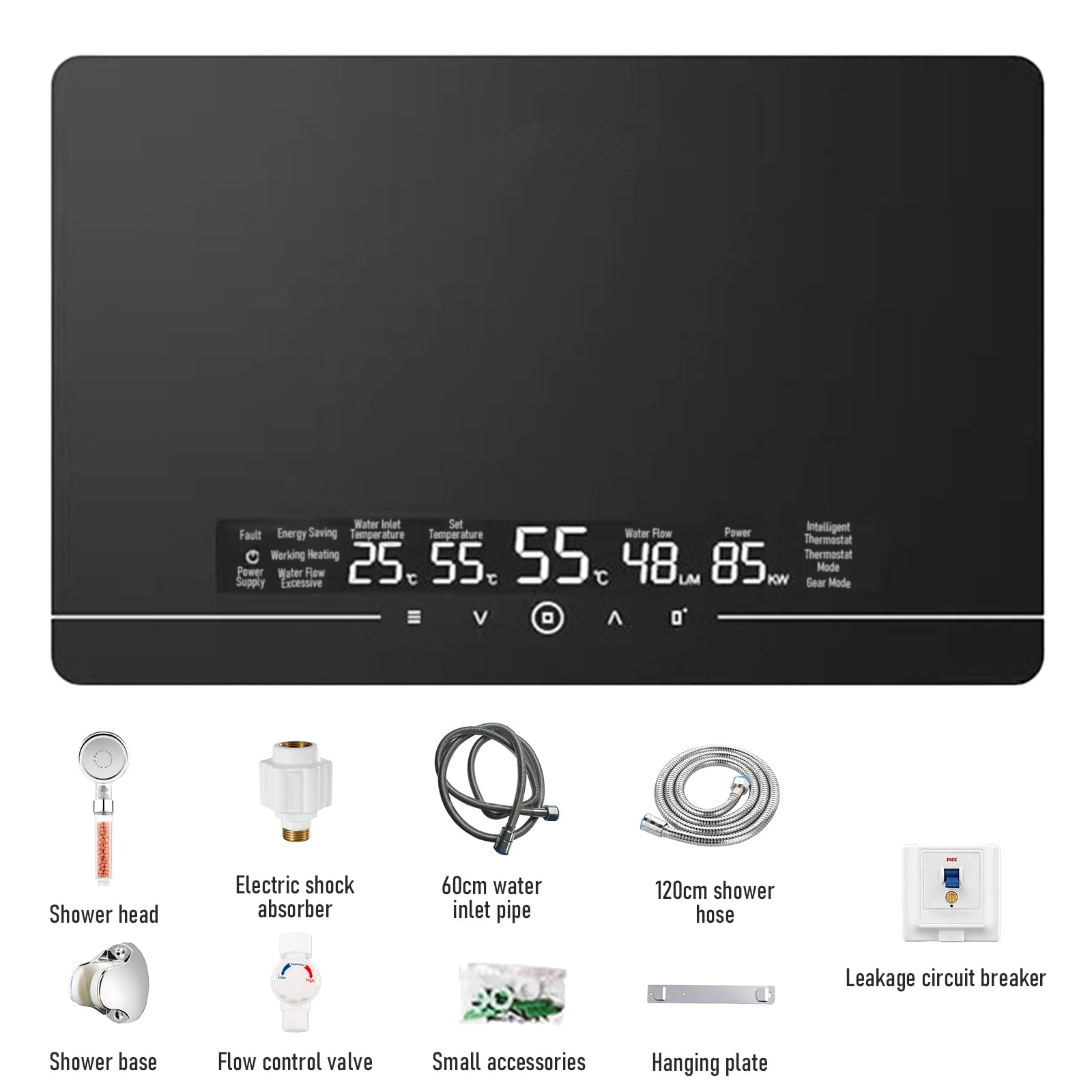 Electric Tankless Water Heater, 6.5KW 110V Instant Hot On Demand Residential Electric Water Heater with LED Temperature Display for Kitchen rv Whole House Shower Sink