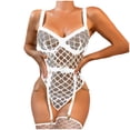 thumbnail image 1 of adviicd Plus Size Fishnets Women's Contrast Lace Mesh Lingerie Fishnet Nightwear Cut Out White 2XL, 1 of 4