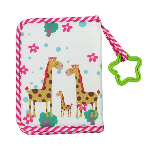 First Year Memory Photo Album, Cloth Fabric Keepsake Book with Giraffe Design, Milestone Tracker for Newborn Memories and Family Bonding