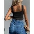 thumbnail image 4 of Womens Ribbed Tank Tops 2025 Summer Sleeveless Square Neck Shirts Casual Slim Fitted Knit Shirts Black L, 4 of 5