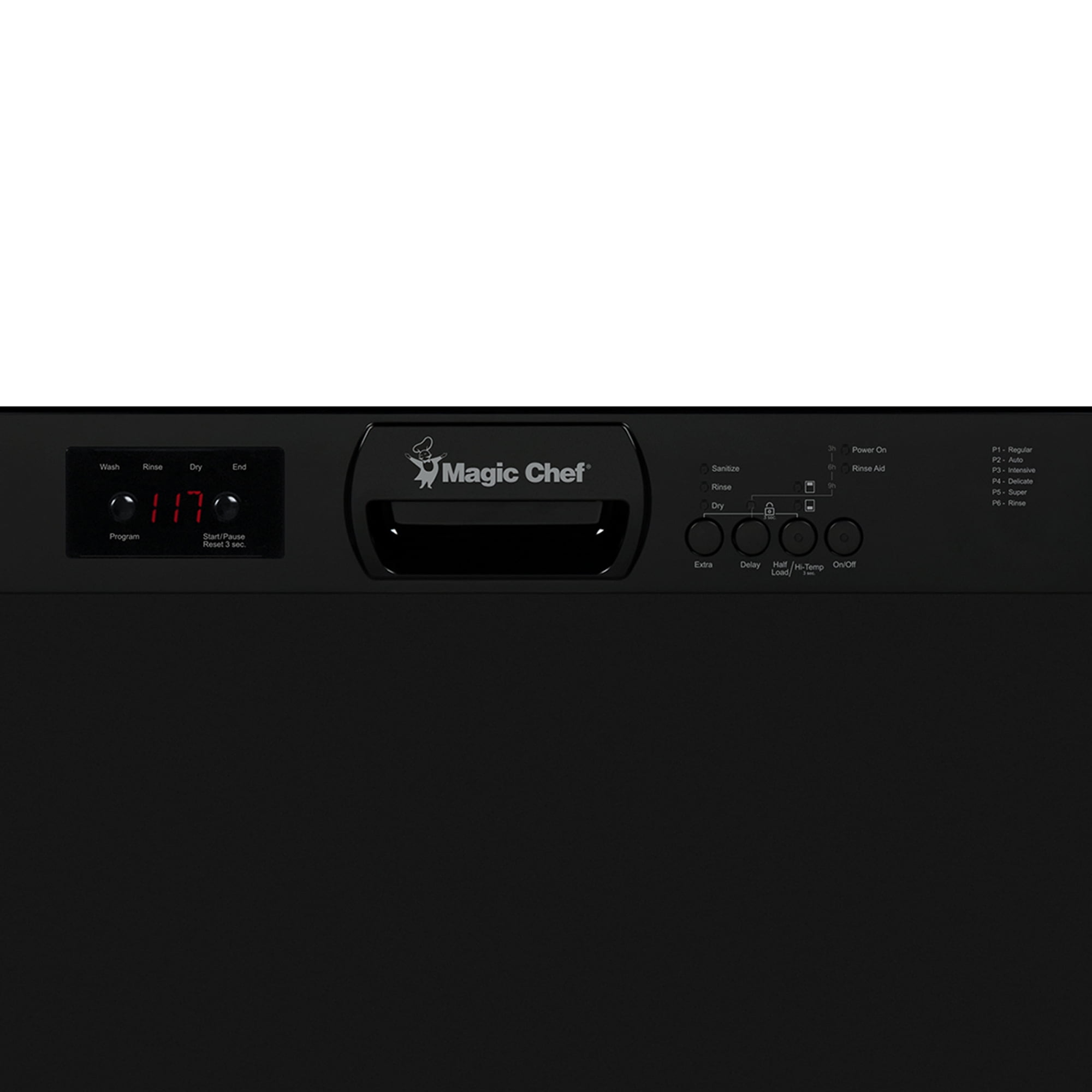 Magic Chef 24 in. Black Front Control Built-in Stainless Steel Tall Tub Dishwasher in Black
