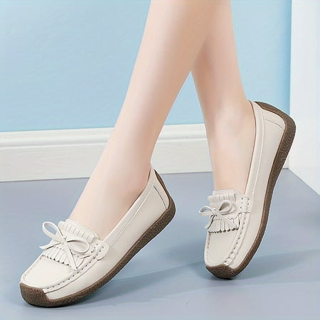 

Women‘s Bowknot Flat Loafers Solid Color Round Toe Soft Sole Slip On Shoes Casual Outdoor Non Slip Shoes