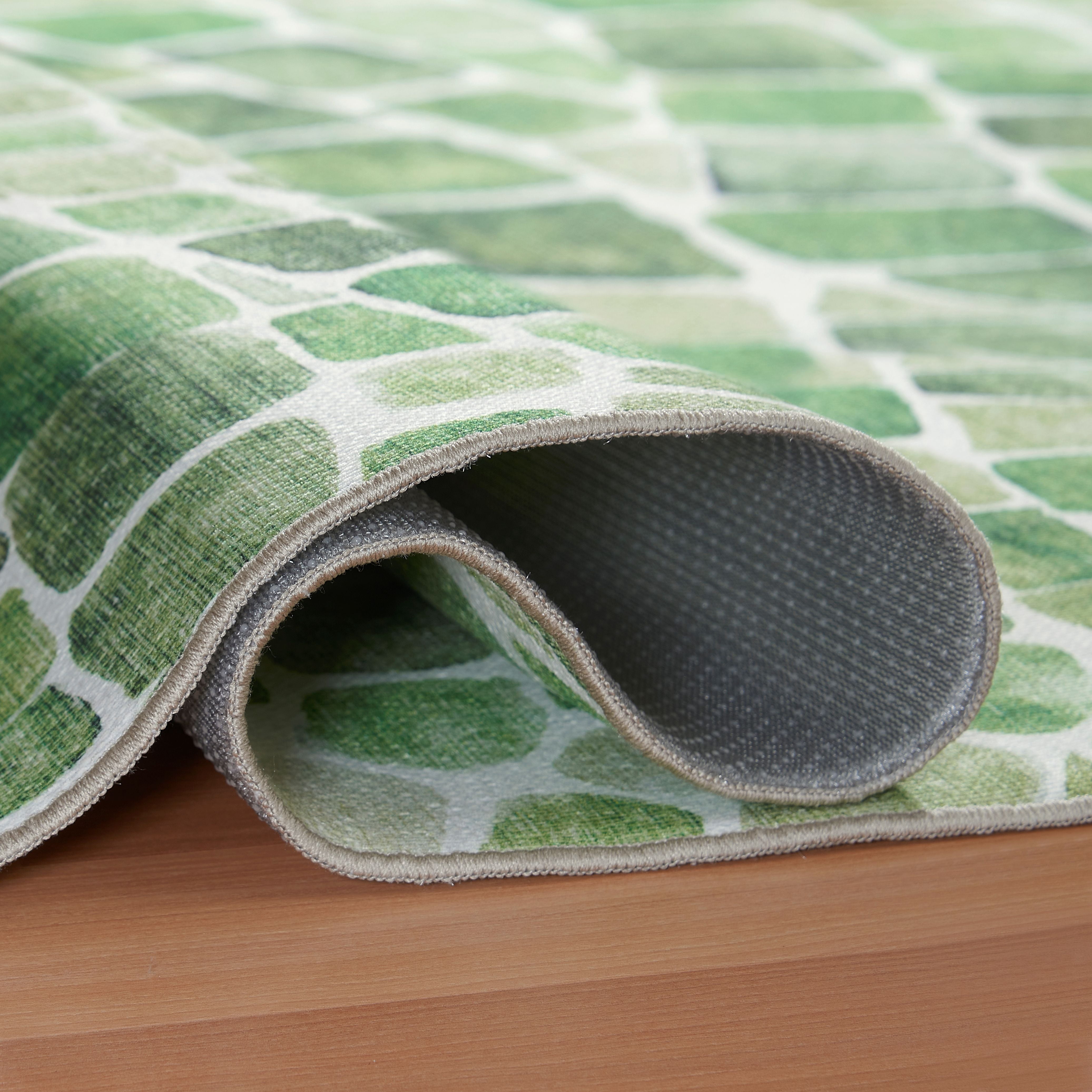 ReaLife Machine Washable Indoor Outdoor - Mat Rug Foldable Printed Thin Lightweight Cushioned Fade Resistant Patio Deck Dock Porch Pool Balcony Camping - Emery - Green 5' x 7'