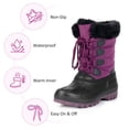 thumbnail image 6 of NIPAXO Kids Snow Boots Waterproof Purple and Black Faux Fur Collar Classic Lace-Up Winter Boots for Boys Girls, 6 of 11