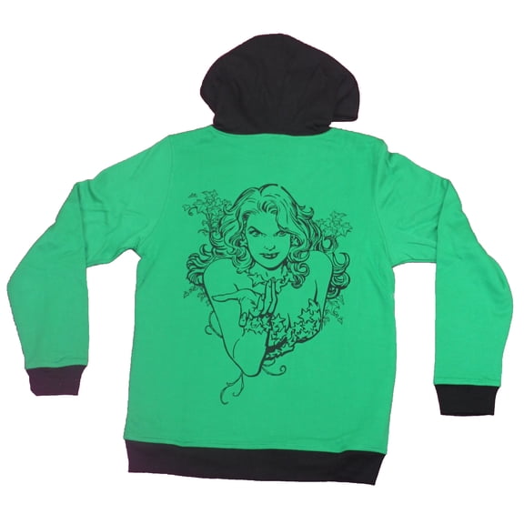Poison Ivy Girls Juniors Pull-Over Hoodie - Back Side Portrait Lapel Name (Large)