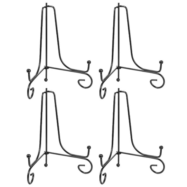 FRCOLOR iron easel 4pcs Iron Art Plate Holder Desktop Dish Bracket Display Rack Crafts Decor,9.84"X6.3"X6.3"