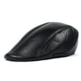 thumbnail image 6 of SikaFu Black Sub -Bright Leather PU Beare Hat Men's Autumn And Winter Hat Leather Peaked Peaked Caps Warm The Old Man Hat Forward, 6 of 6