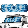 thumbnail image 2 of HUIACONG Blue Tie-Dye Windshield Sunshade Car Sun Shade Heat Shield Custom-fit Sunshade Sun Visor Mat for 1997-2017 Jeep Wrangler Rubicon Sahara TJ JK JKU 2/4 Doors, 2 of 6