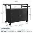 thumbnail image 6 of Outdoor Bar Cart with Tempered Glass Top, Wicker Patio Bar Table with Lockable Wheels & Side Basket - 74 Gallon Storage, Black, 6 of 8