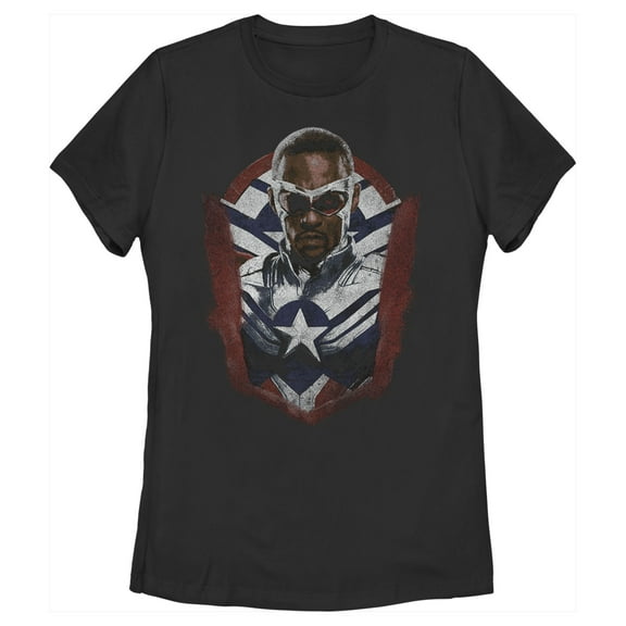 Women's Marvel The Falcon and the Winter Soldier Captain America Suit Sam  Graphic Tee Black Medium