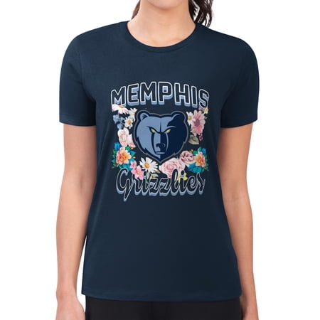 Women s G-III 4Her by Carl Banks Navy Memphis Grizzlies Super-Slim Fit Lightweight Flowers Team Logo Graphic T-Shirt