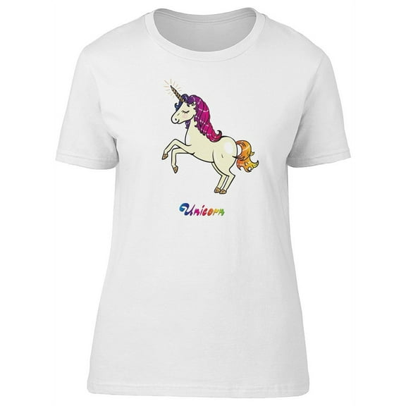Beautiful White Unicorn T-Shirt Women -Image by Shutterstock, Female x-Large