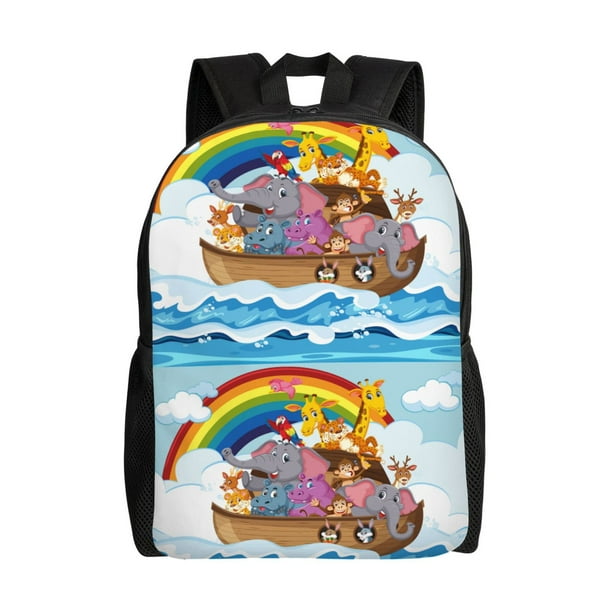 Fotbe Rainbow Animals on Noah's Ark Mochila de Viaje para Laptop, Mochila Ejecutiva Delgada y Resistente 15.6"